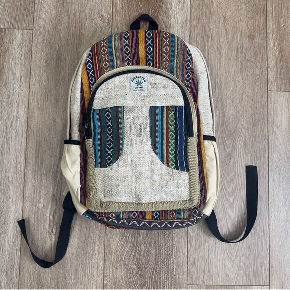 NEW Himalayan Hemp All Natural Pure Handmade Multi Pocket Laptop Boho Backpack - Picture 2 of 12
